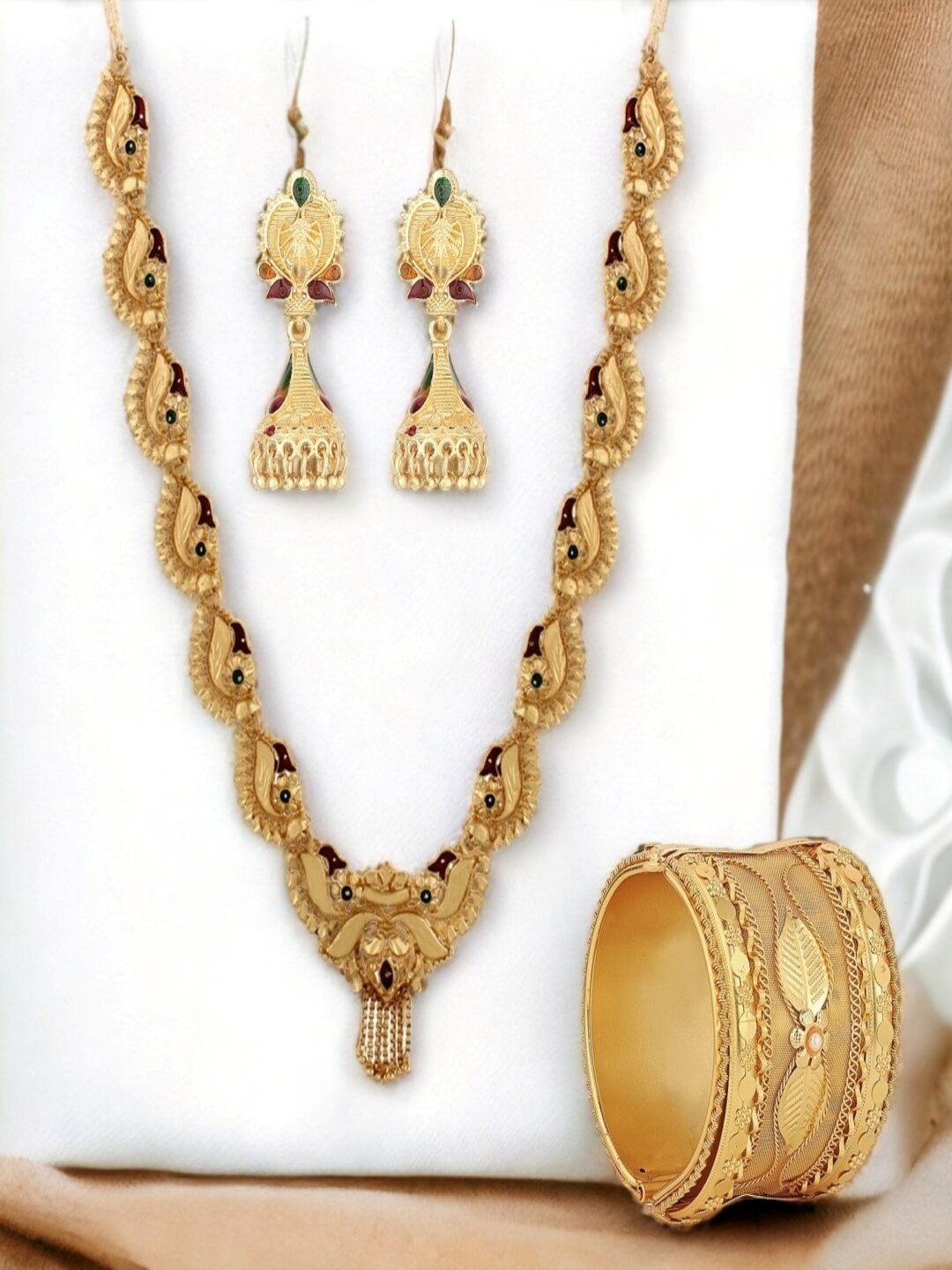 

GoldNera Wedding Traditional Temple Jewellery Set, Gold