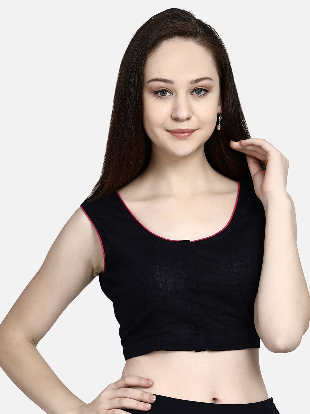

Molcha Women Blue Solid Saree Blouse