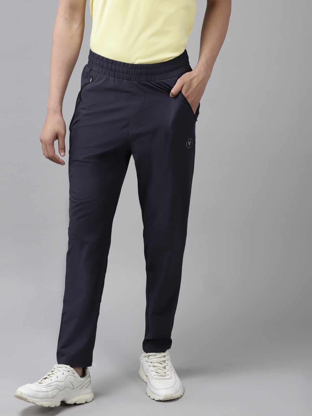 

Van Heusen Flex Men Navy Blue Solid Active Fit Track Pants