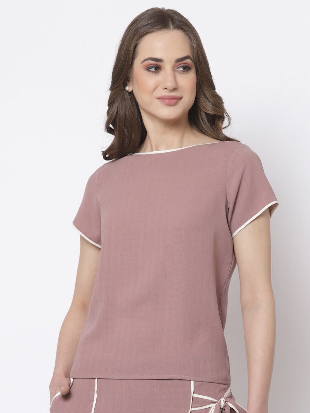 

OFFICE & YOU Women Mauve Boat Neck Top