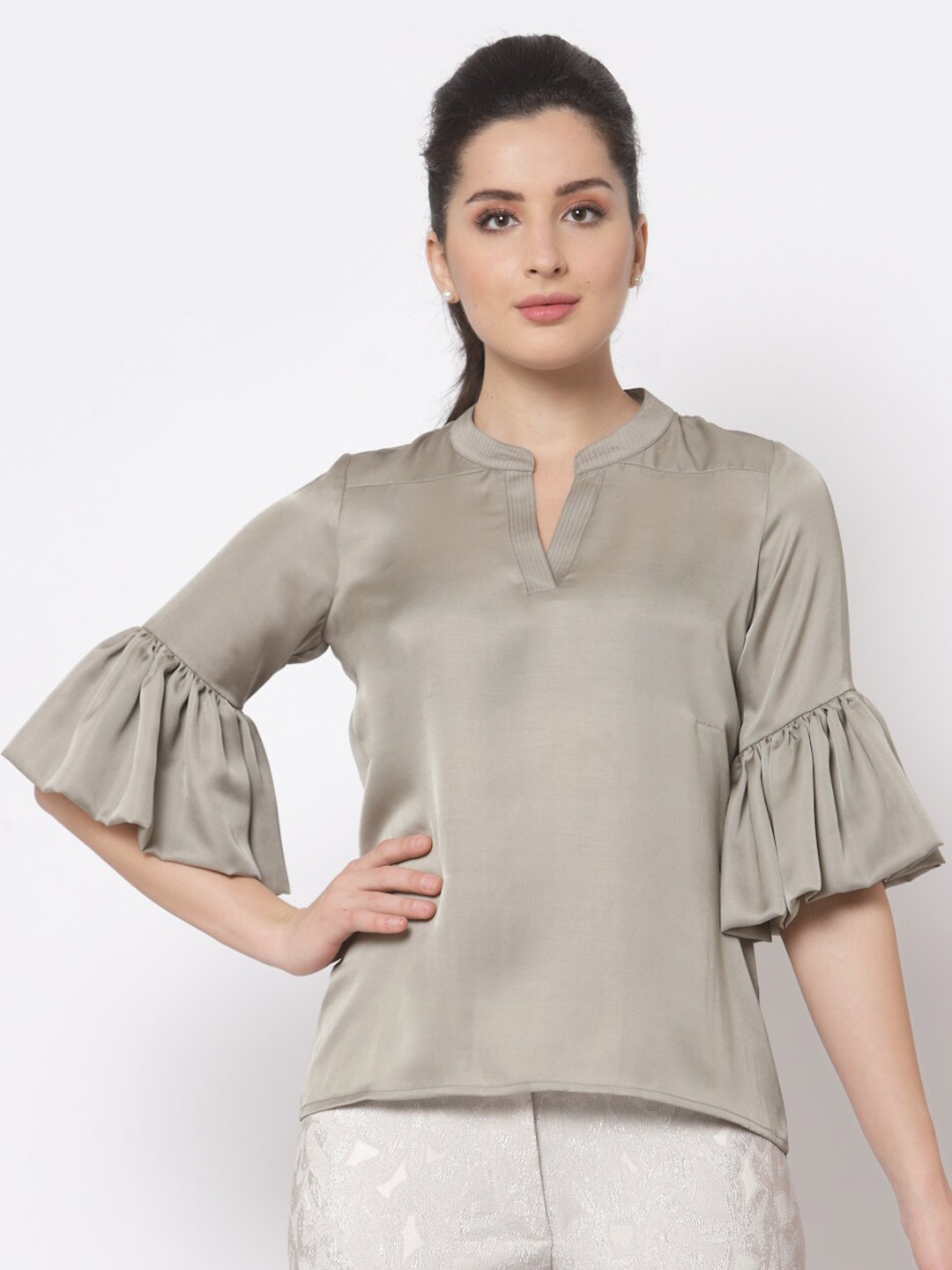 

OFFICE & YOU Women Grey Satin Top