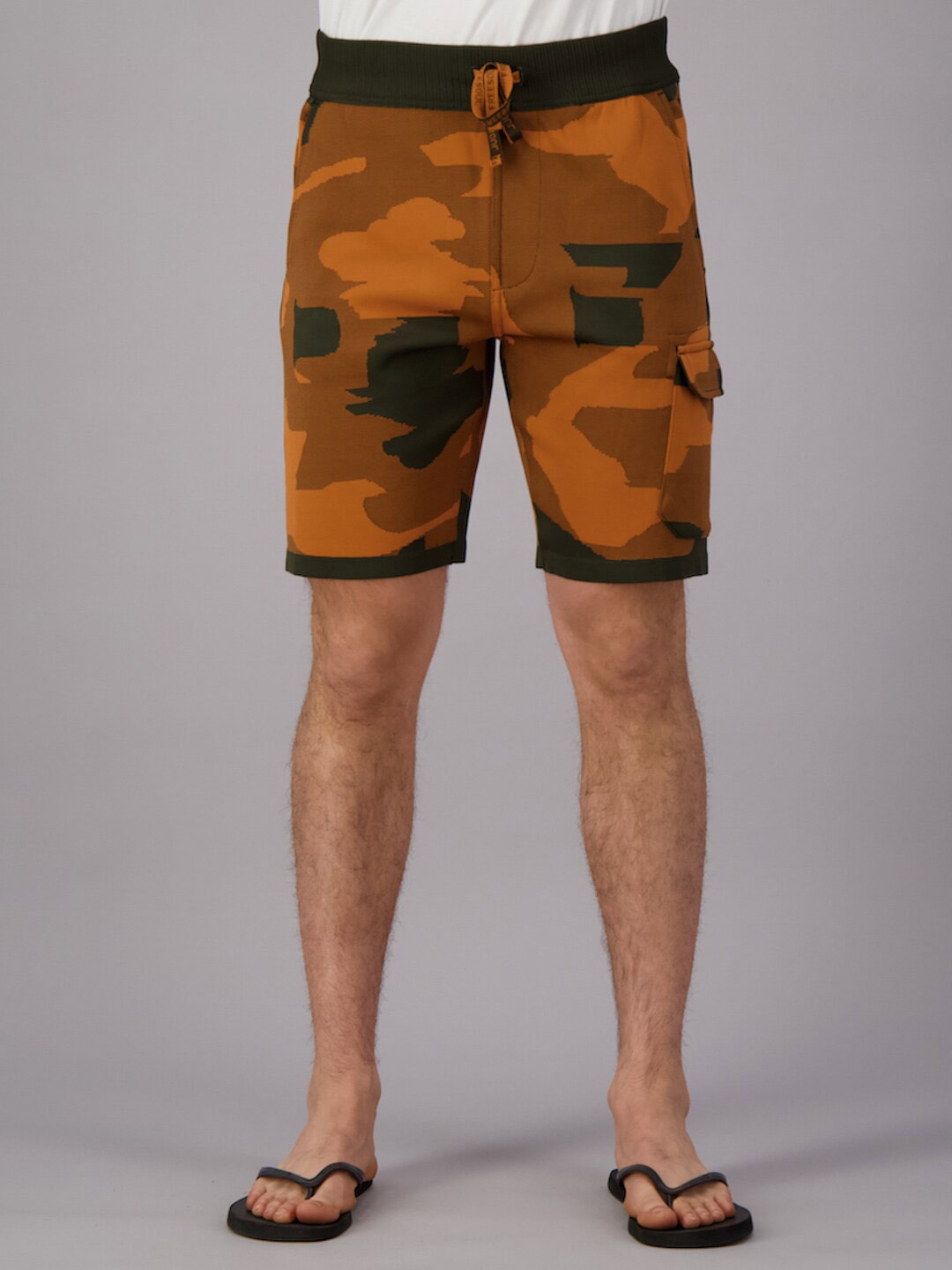 

FREESOUL Men Orange & Black Printed Lounge Shorts