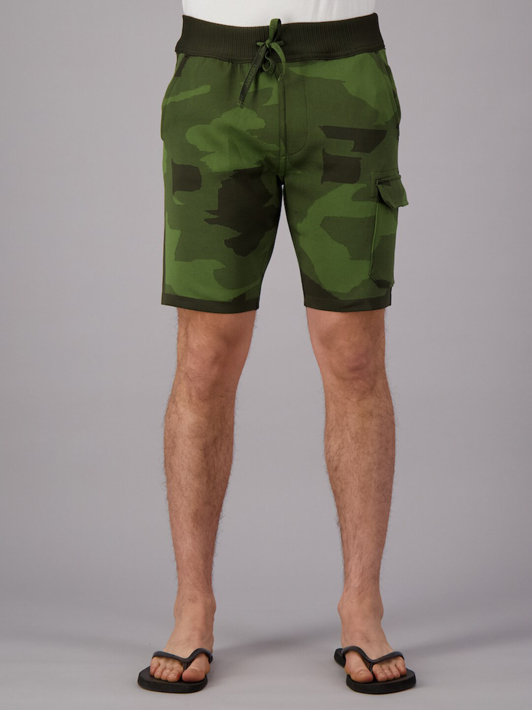 

FREESOUL Men Green & Black Printed Lounge Shorts