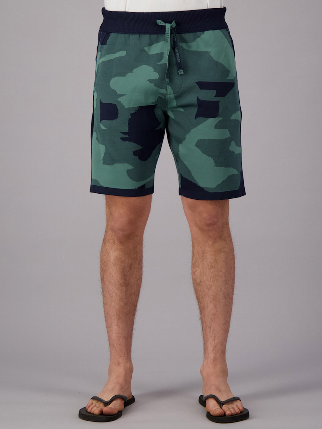 

FREESOUL Men Turquoise Blue & Black Printed Lounge Shorts