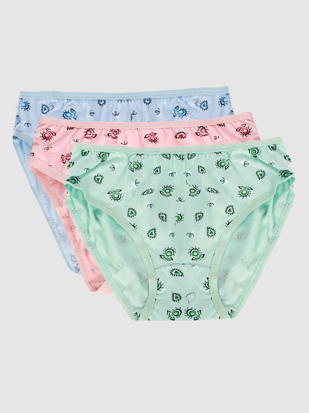 

YK Girls Pack Of 3 Assorted Cotton Basic Briefs