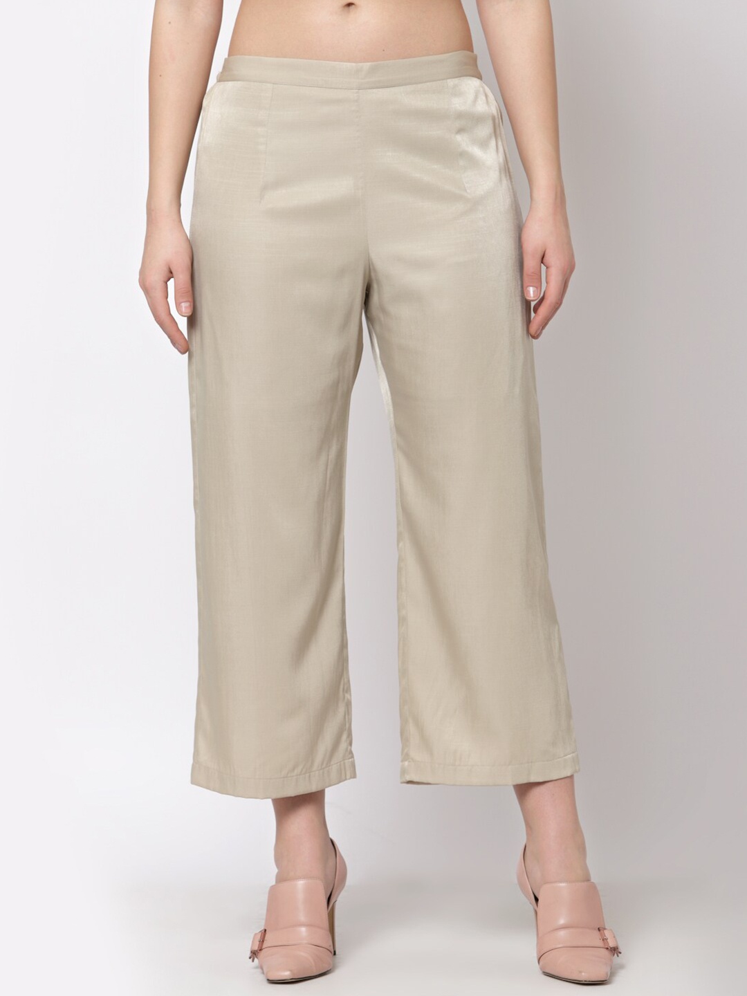 

OFFICE & YOU Women Beige Straight Palazzos