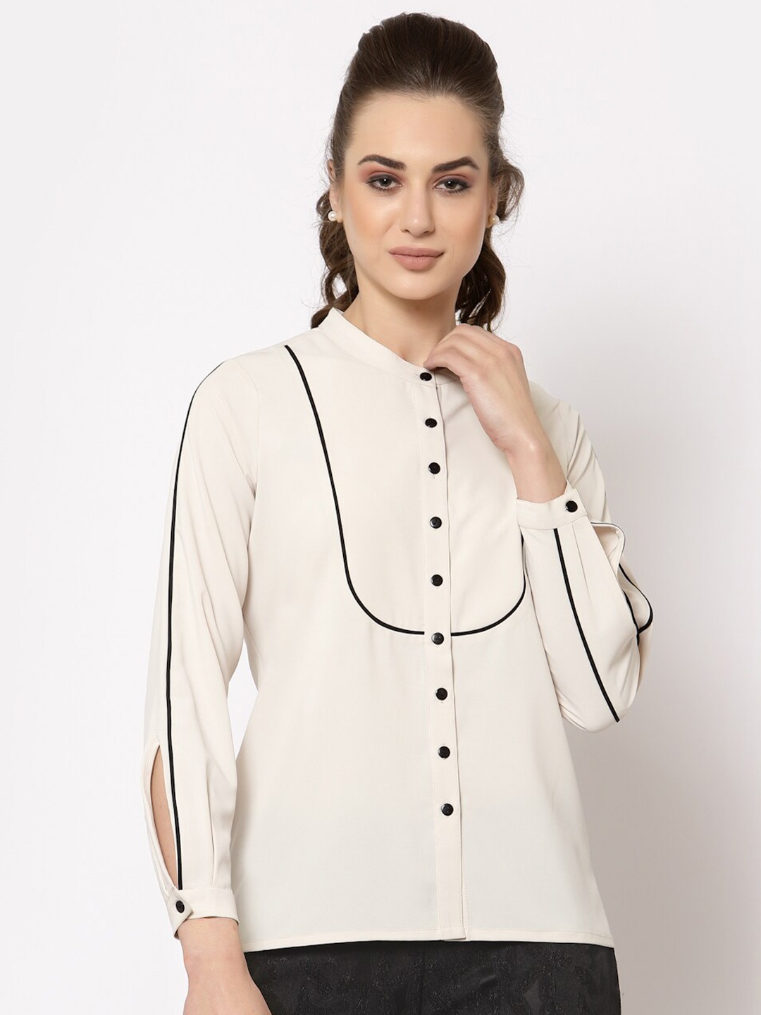 

OFFICE & YOU Women Off White Casual Shirt