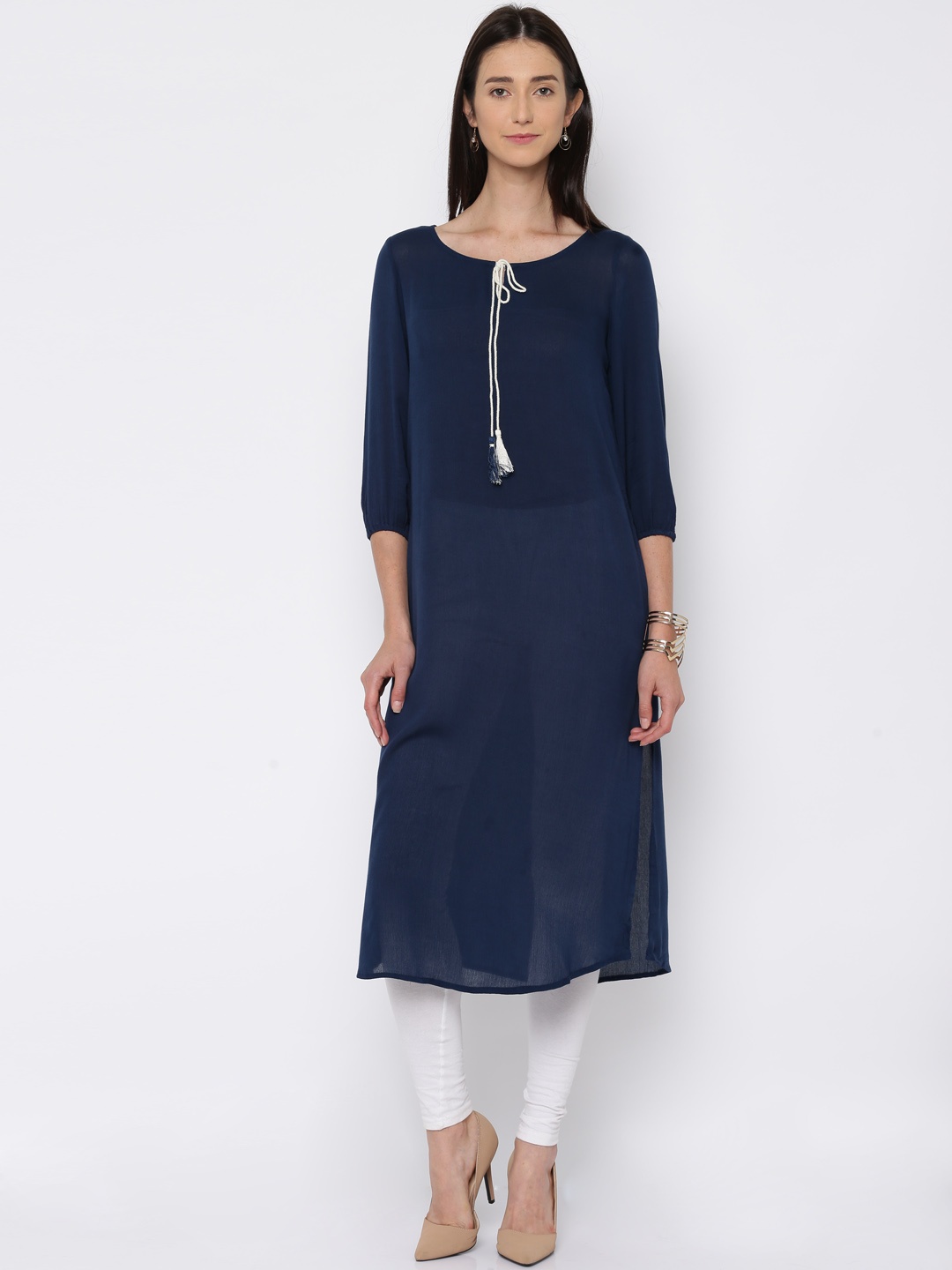 

Melange by Lifestyle Women Navy Kurta, Navy blue