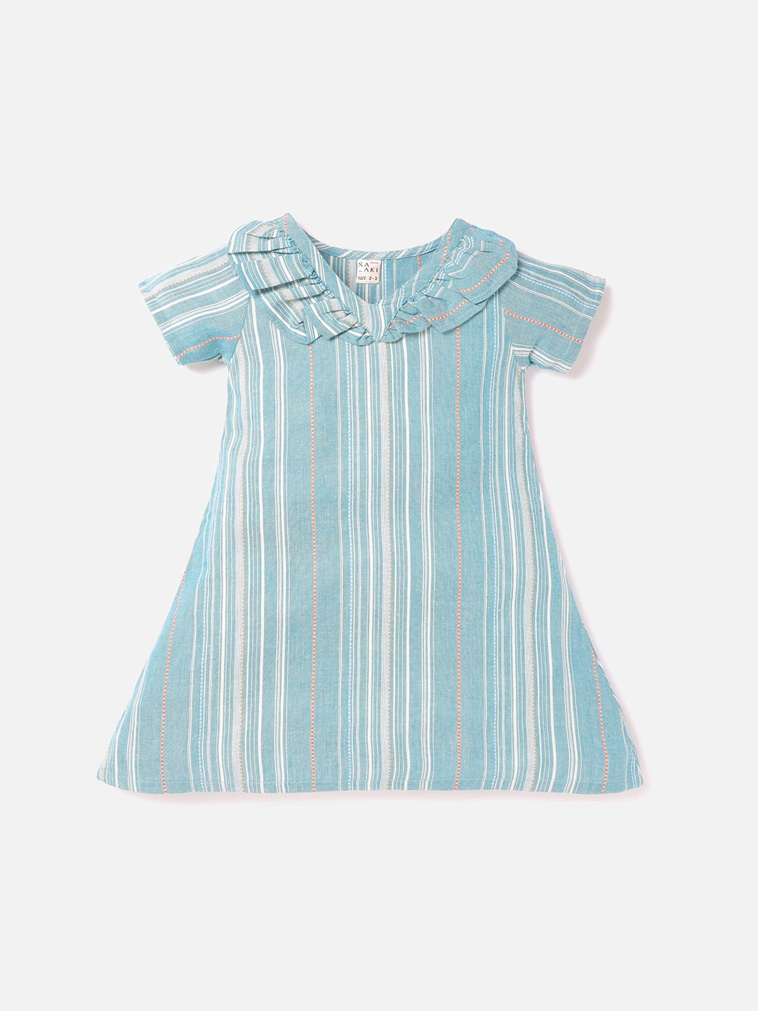 

Saaki canal blue Striped Peter Pan Collar A-Line Dress, Na