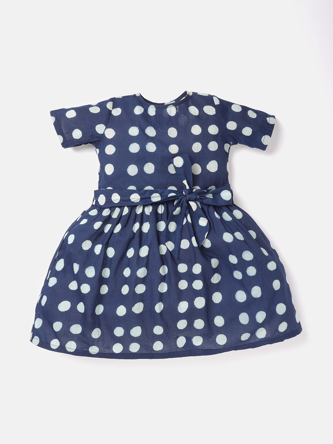 

Saaki Girls Blue Polka Dots Dress, Na