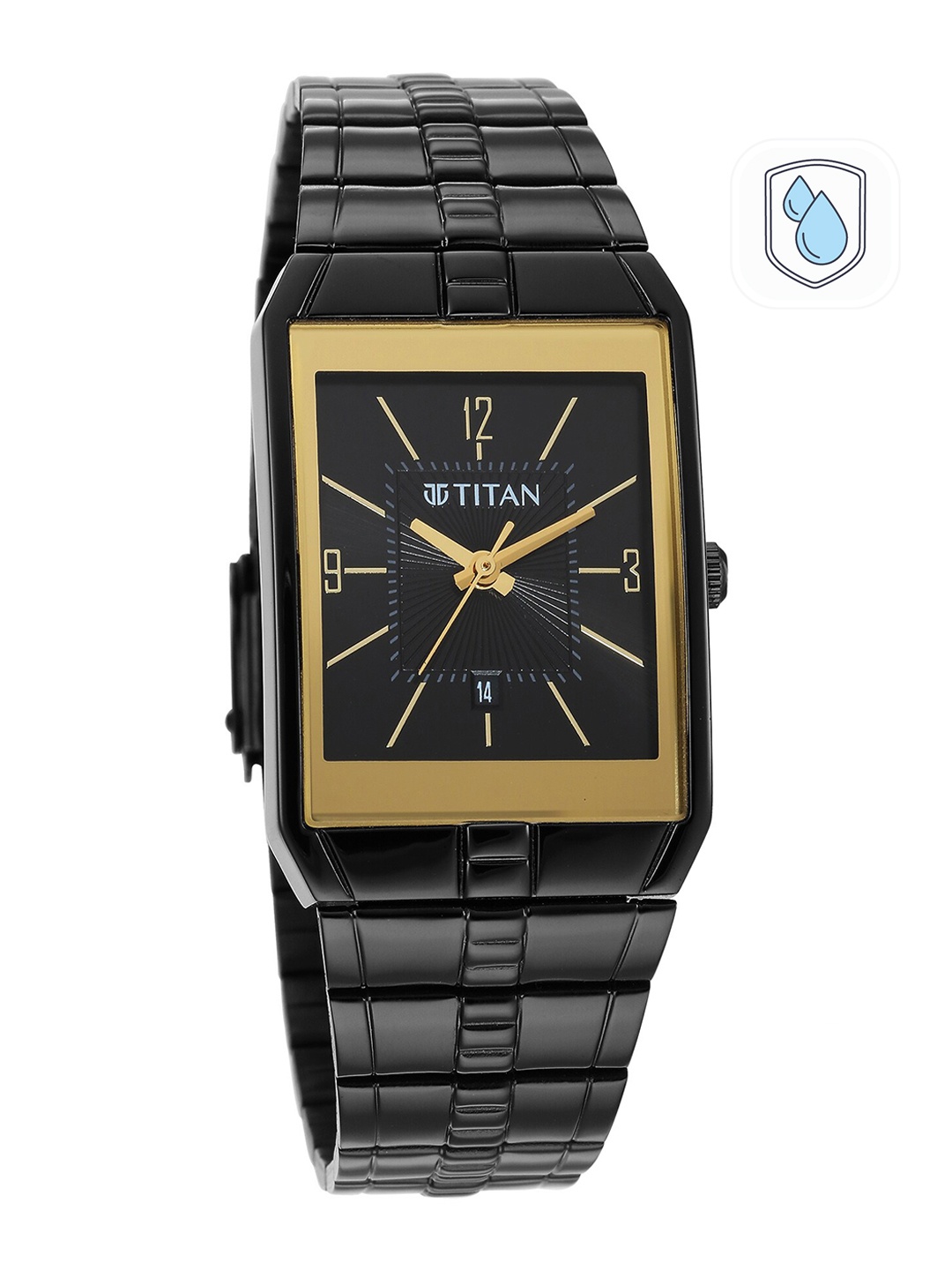 

Titan Men Black Dial & Black Stainless Steel Bracelet Style Straps Analogue Watch 9151NM01