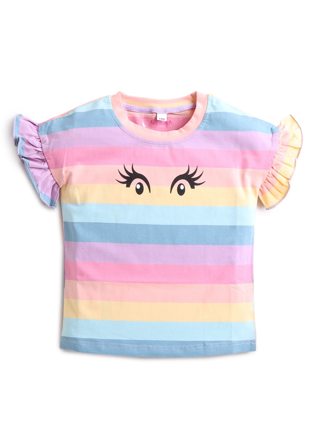 

Hopscotch Girls Multicoloured Striped T-shirt, Multi