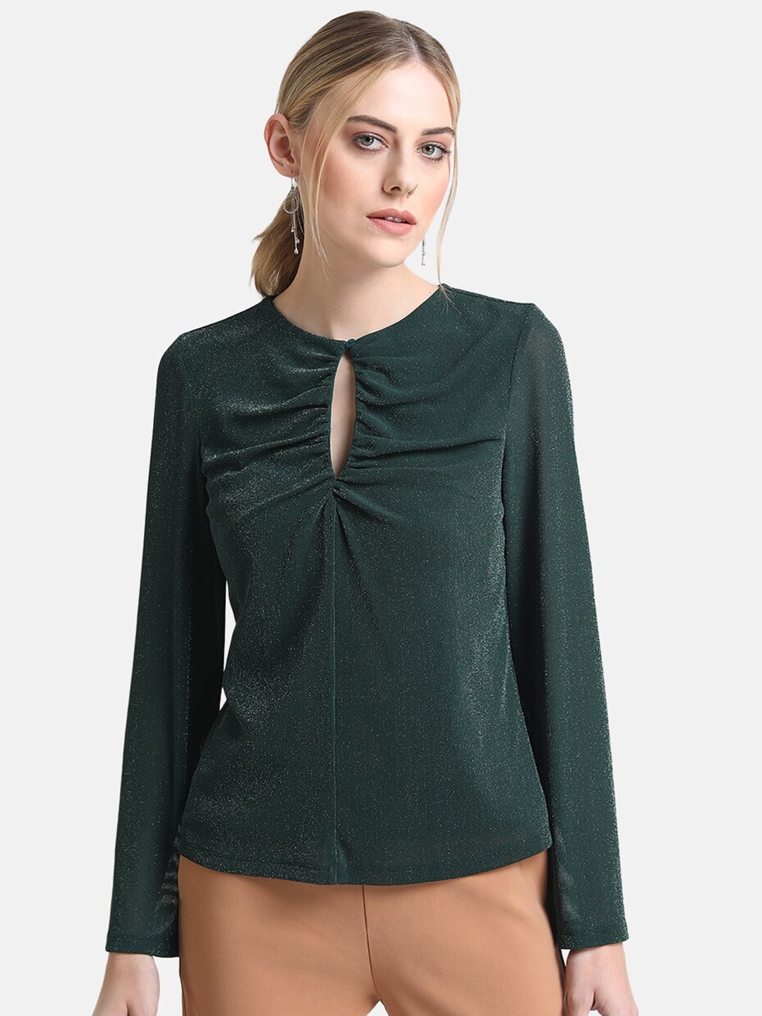 

Kazo Green Keyhole Neck Top