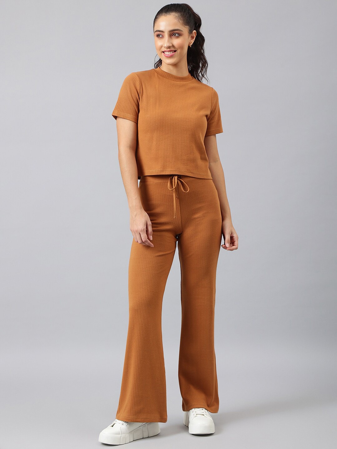 

FEMEA Women Brown T-shirt with Trousers