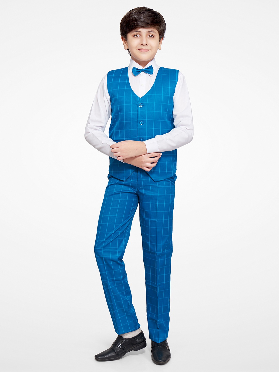

Jeetethnics Boys Pack Of 4 Blue & White Checked Suit