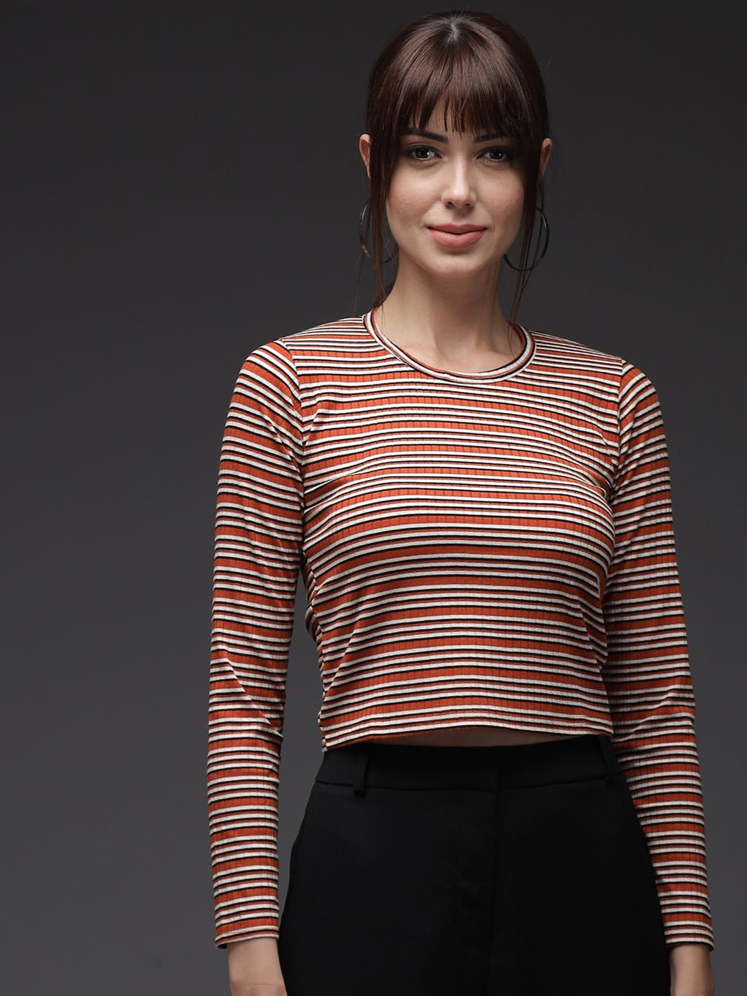 

Darzi Rust & White Striped Top