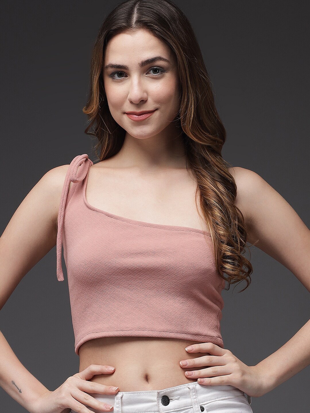 

Darzi Rose Women One Shoulder Crop Top