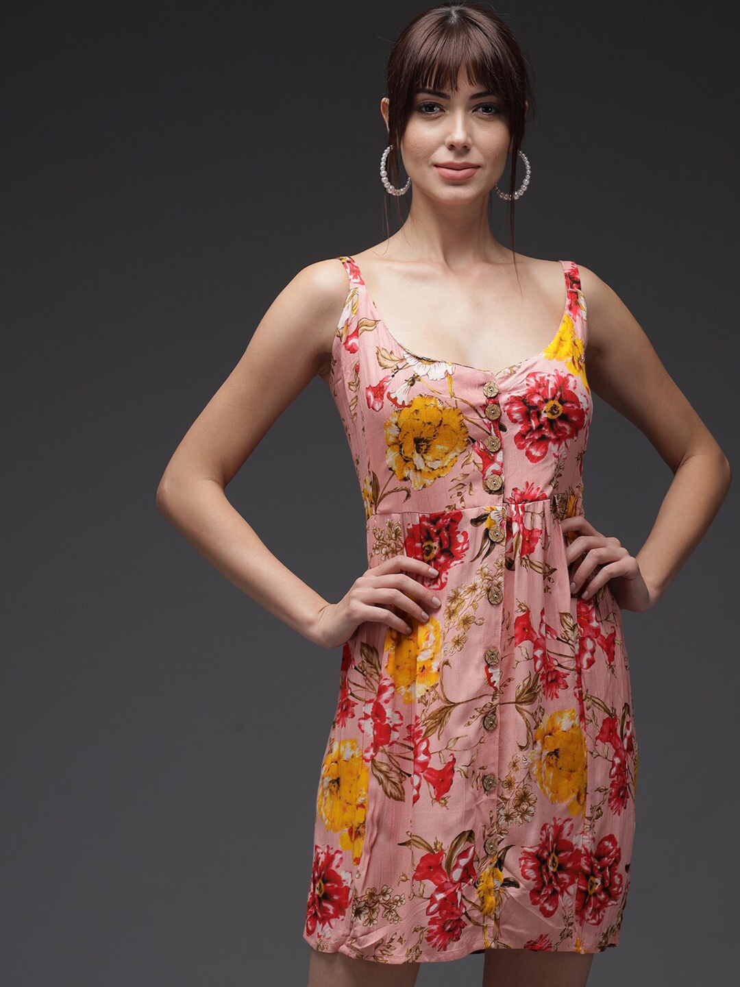 

Darzi Multicoloured Floral Crepe Dress, Multi