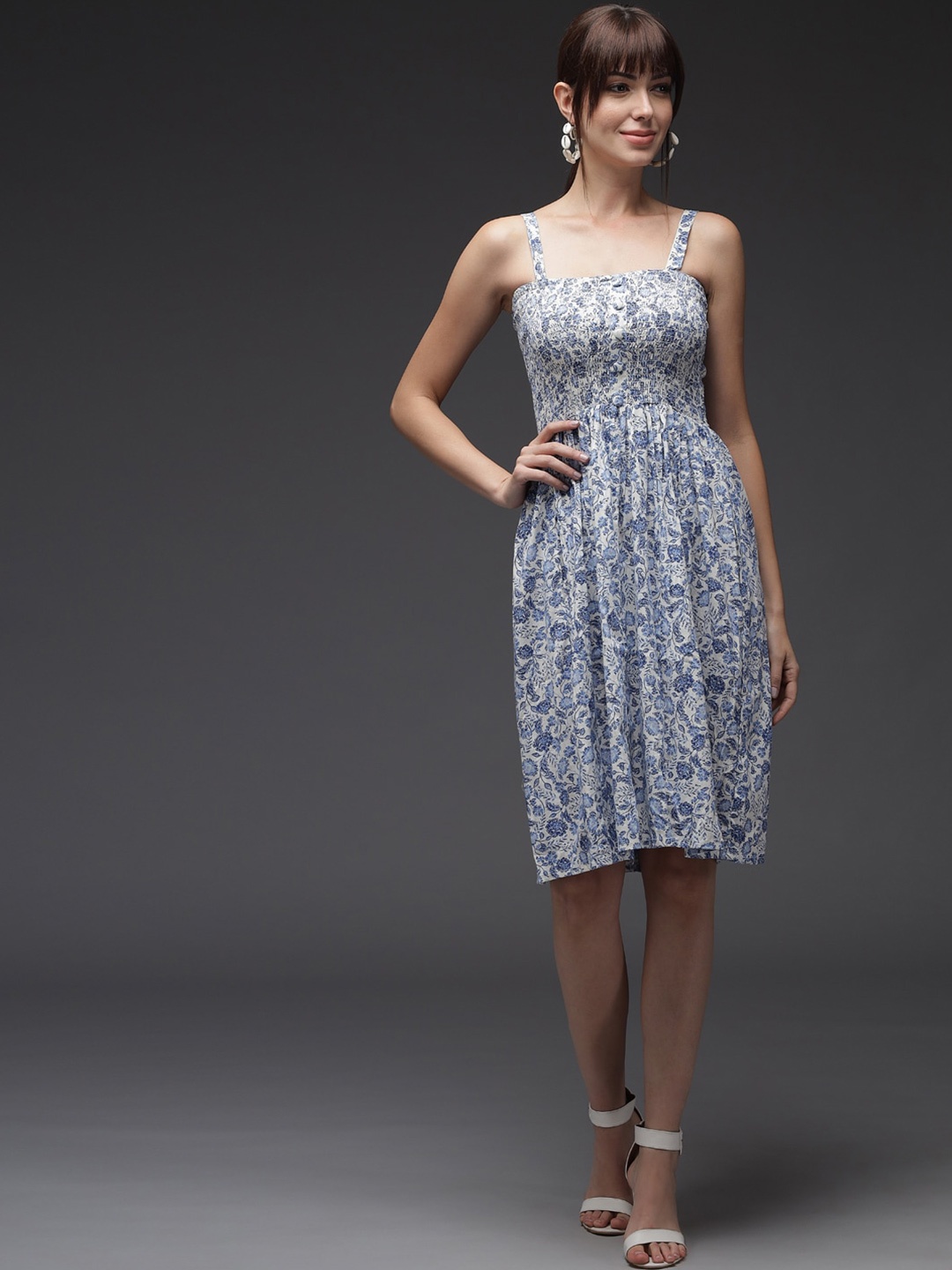 

Darzi Women Multi coloured Floral Crepe Dress