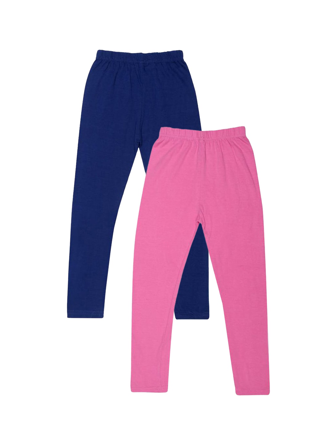 

FRENCH KLEIDER Girls Pack Of 2 Blue & Pink Solid Churidar-Length Leggings