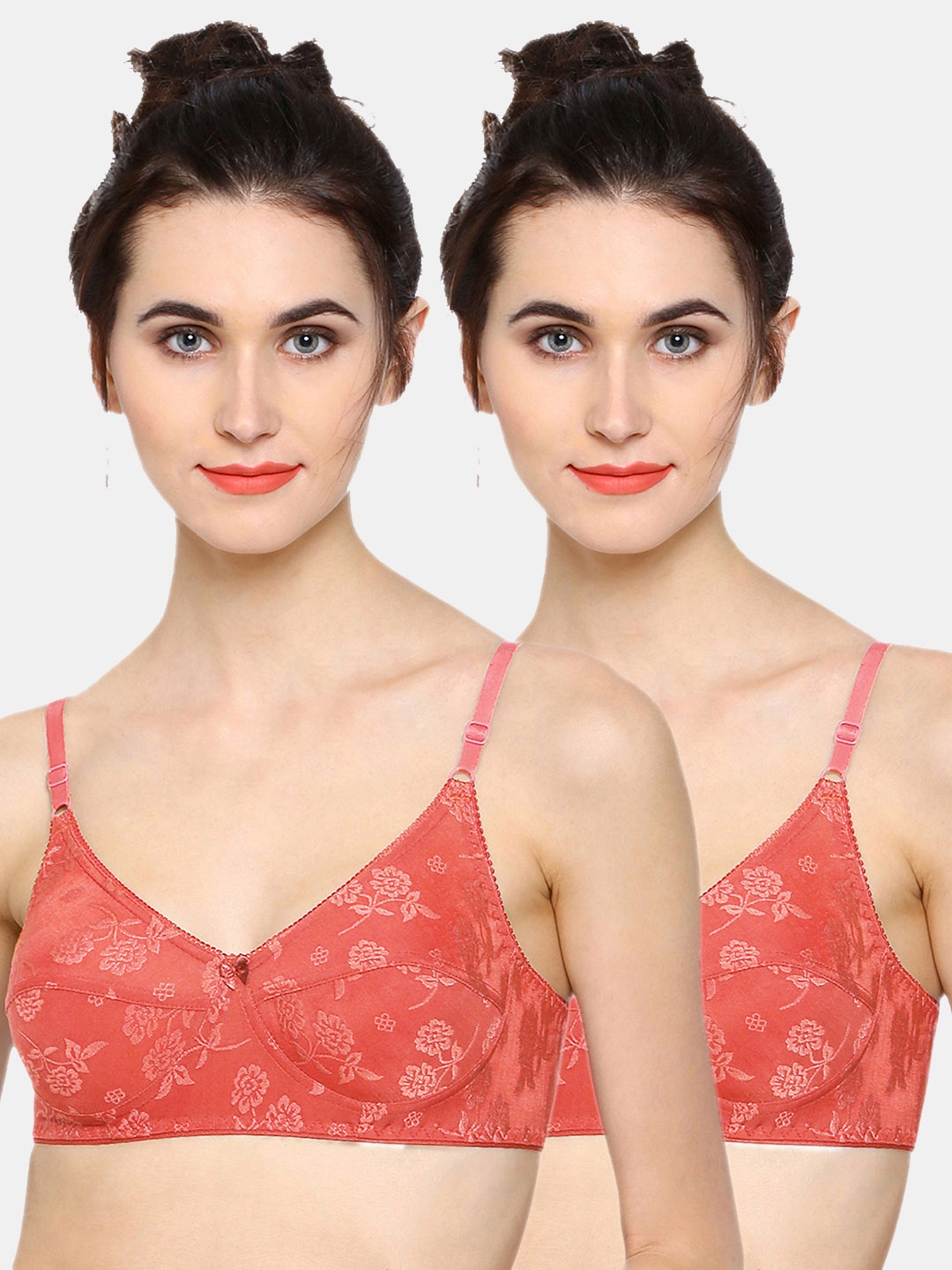 

Sonari Pack of 2 Floral T-shirt Bras peneloptomatotomato30B, Peach