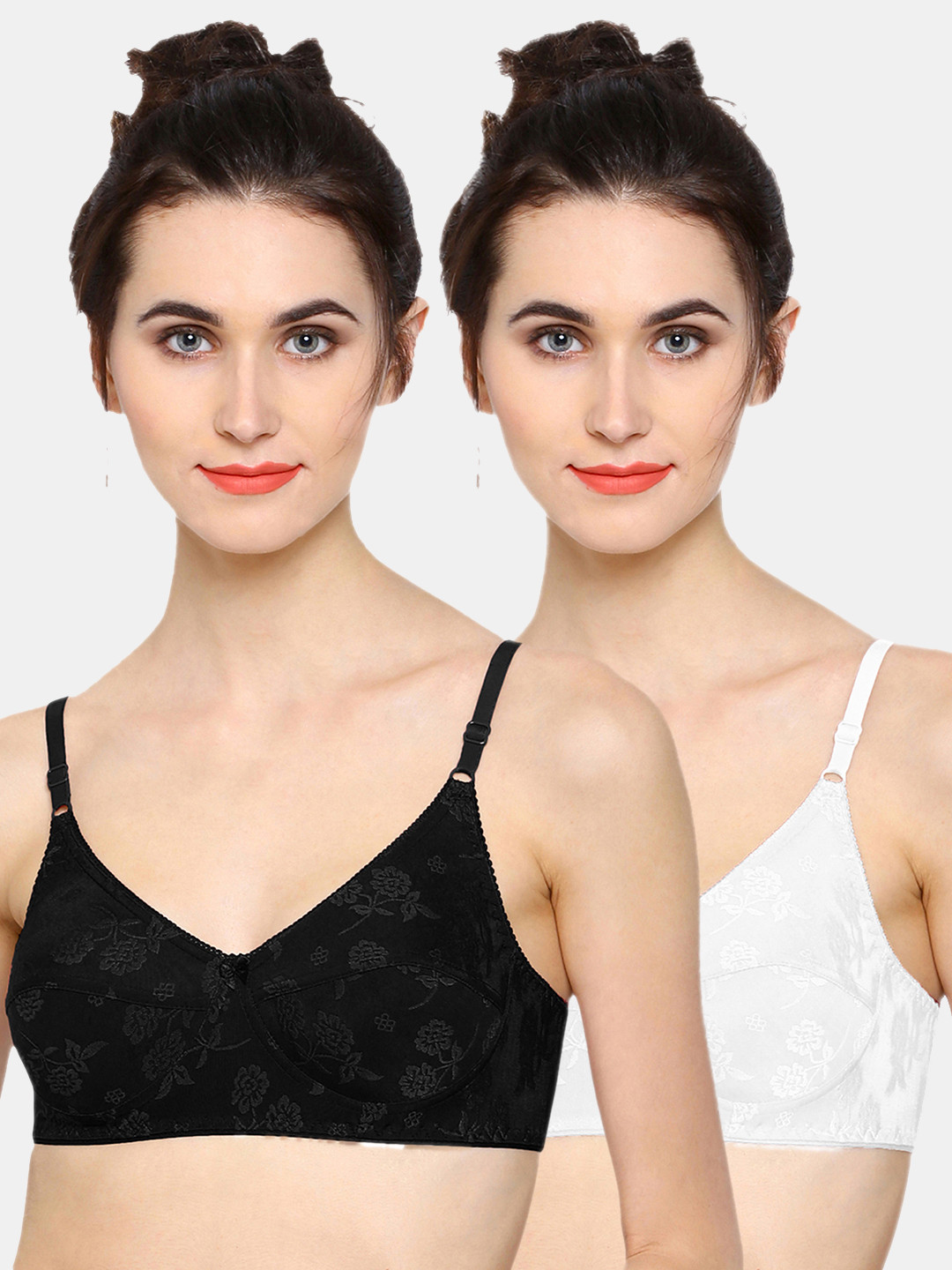 

Sonari Pack of 2 White & Black Floral Bras