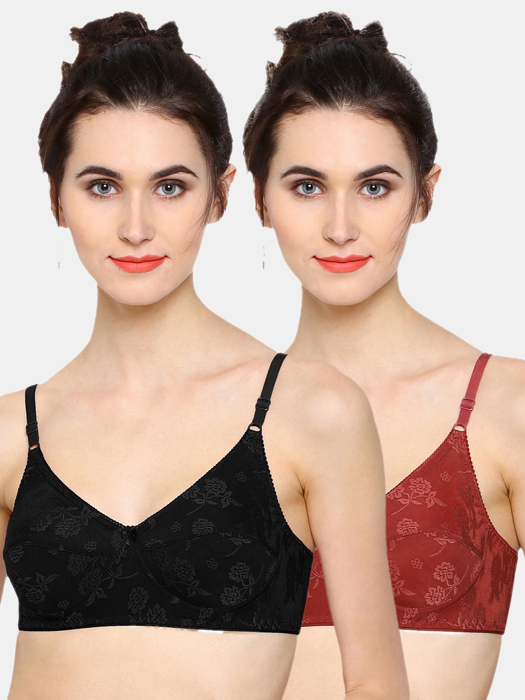 

Sonari Black & Coffee Brown Set Of 2 Non Padded Floral Bra
