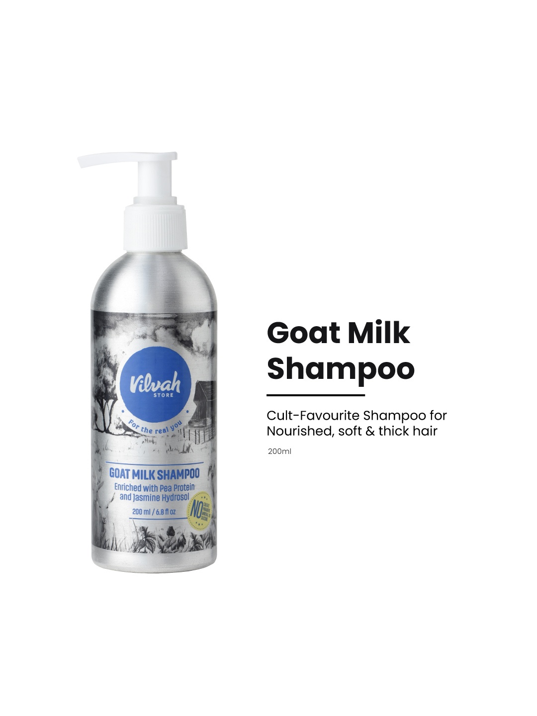 

Vilvah Store Nourishing Goat Milk Shampoo for Damage Repair - 200ml, White