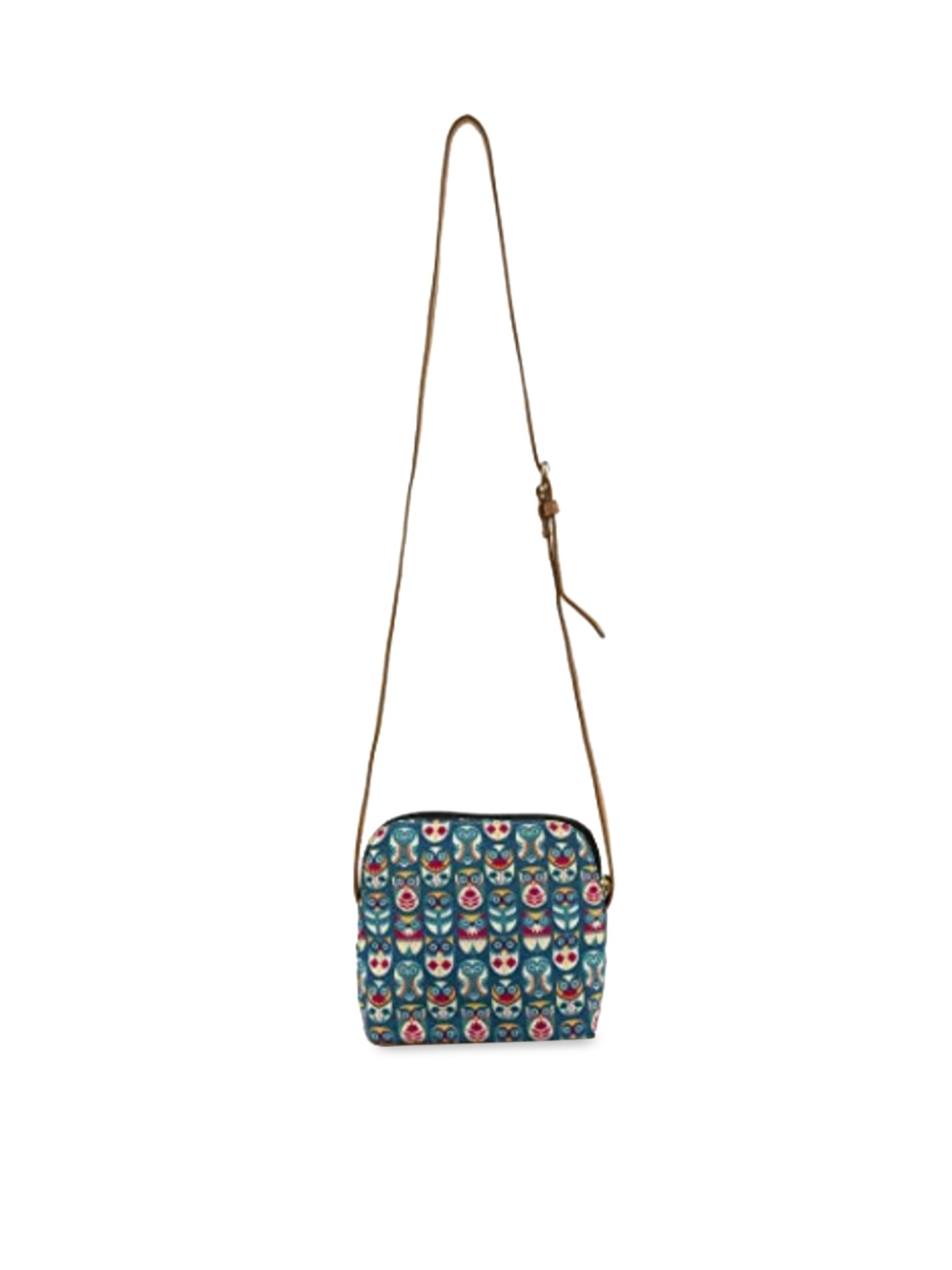 

Chumbak White Geometric Printed Structured Sling Bag