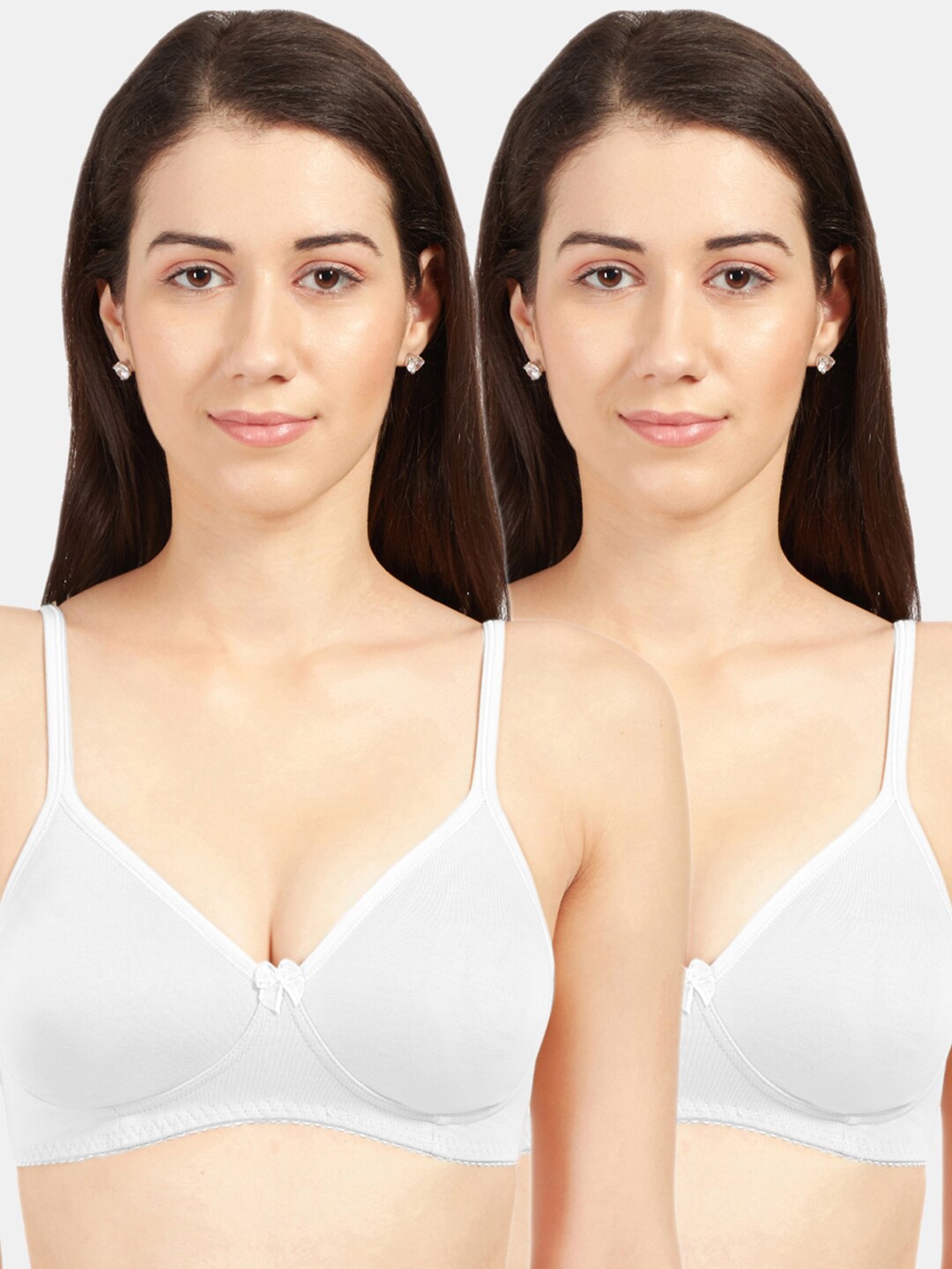 

Sonari Pack Of 2 White Solid Non-Padded T-shirt Bra