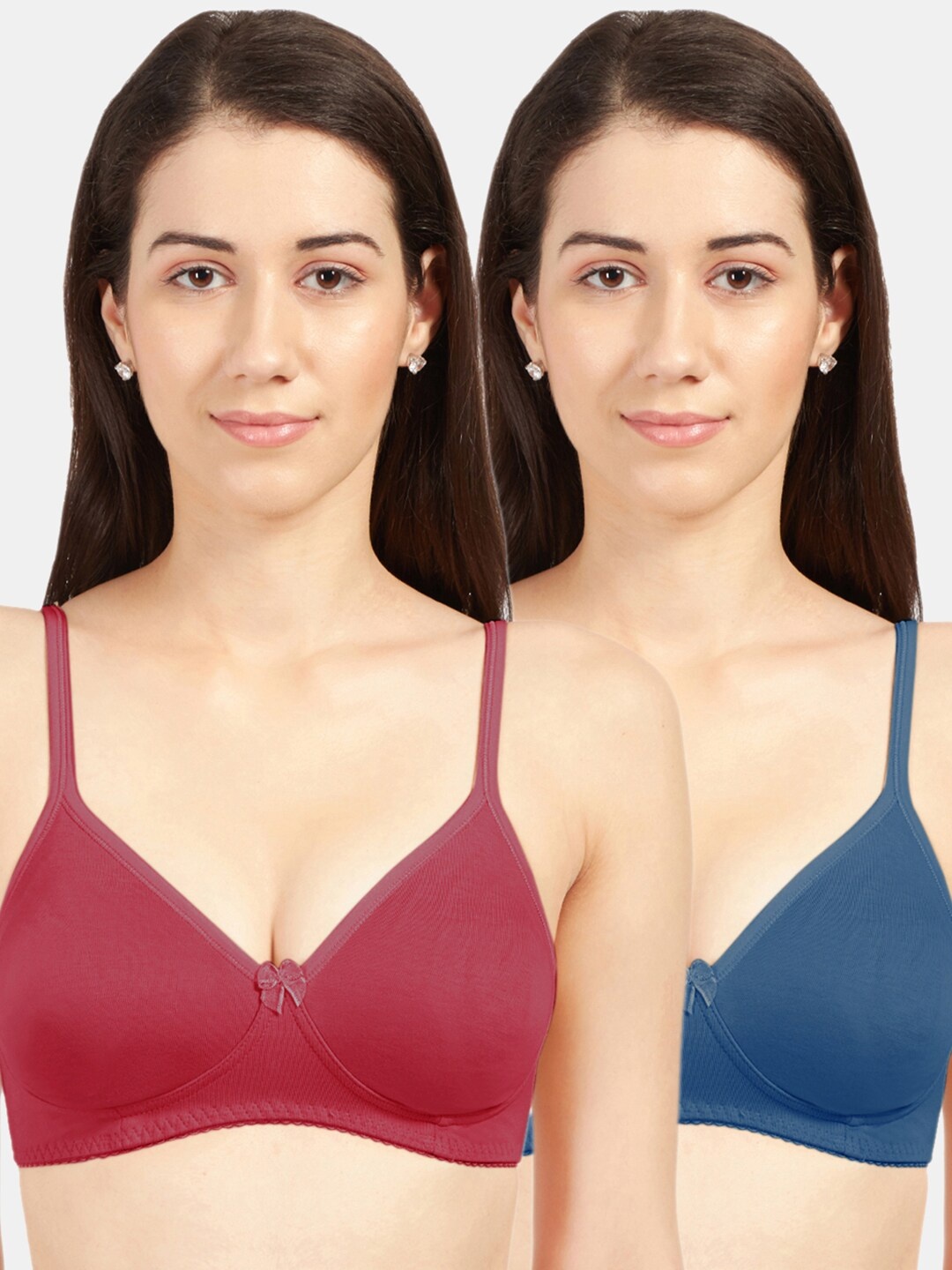 

Sonari Pack of 2 Blue & Maroon Bra Non-Padded