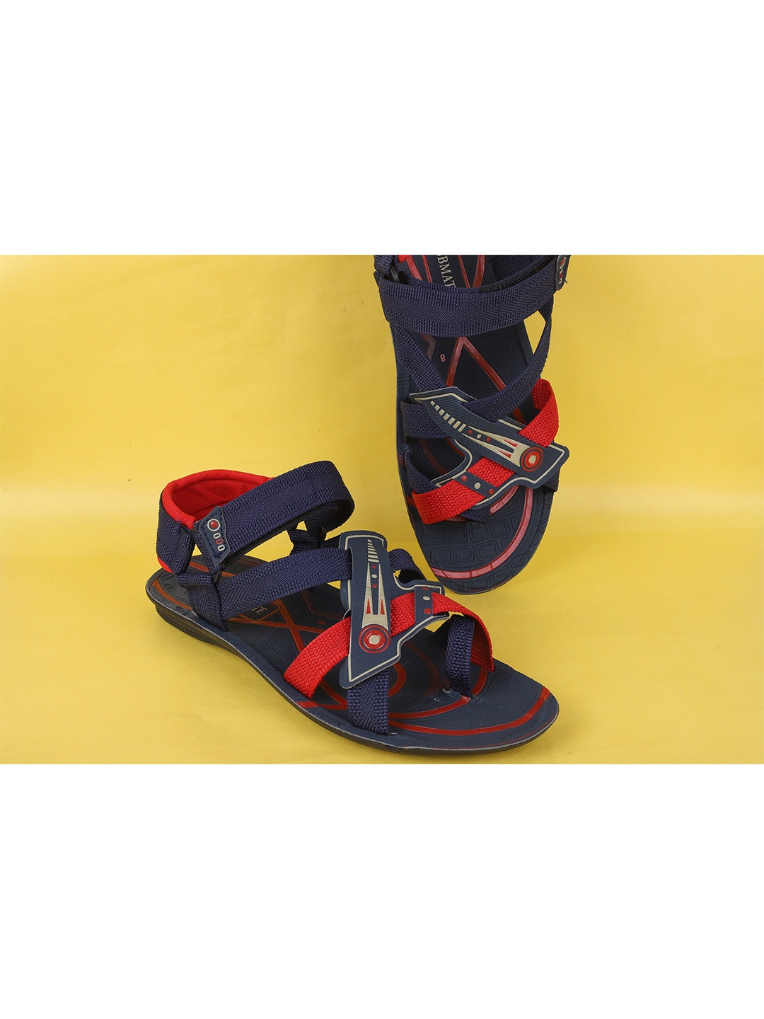 

FABBMATE Men Red & Blue Sports Sandals