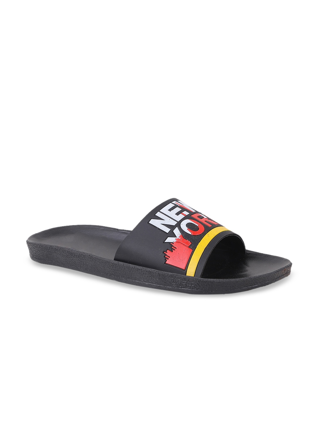 

FABBMATE Men Black Colourblocked Open Toe Flats