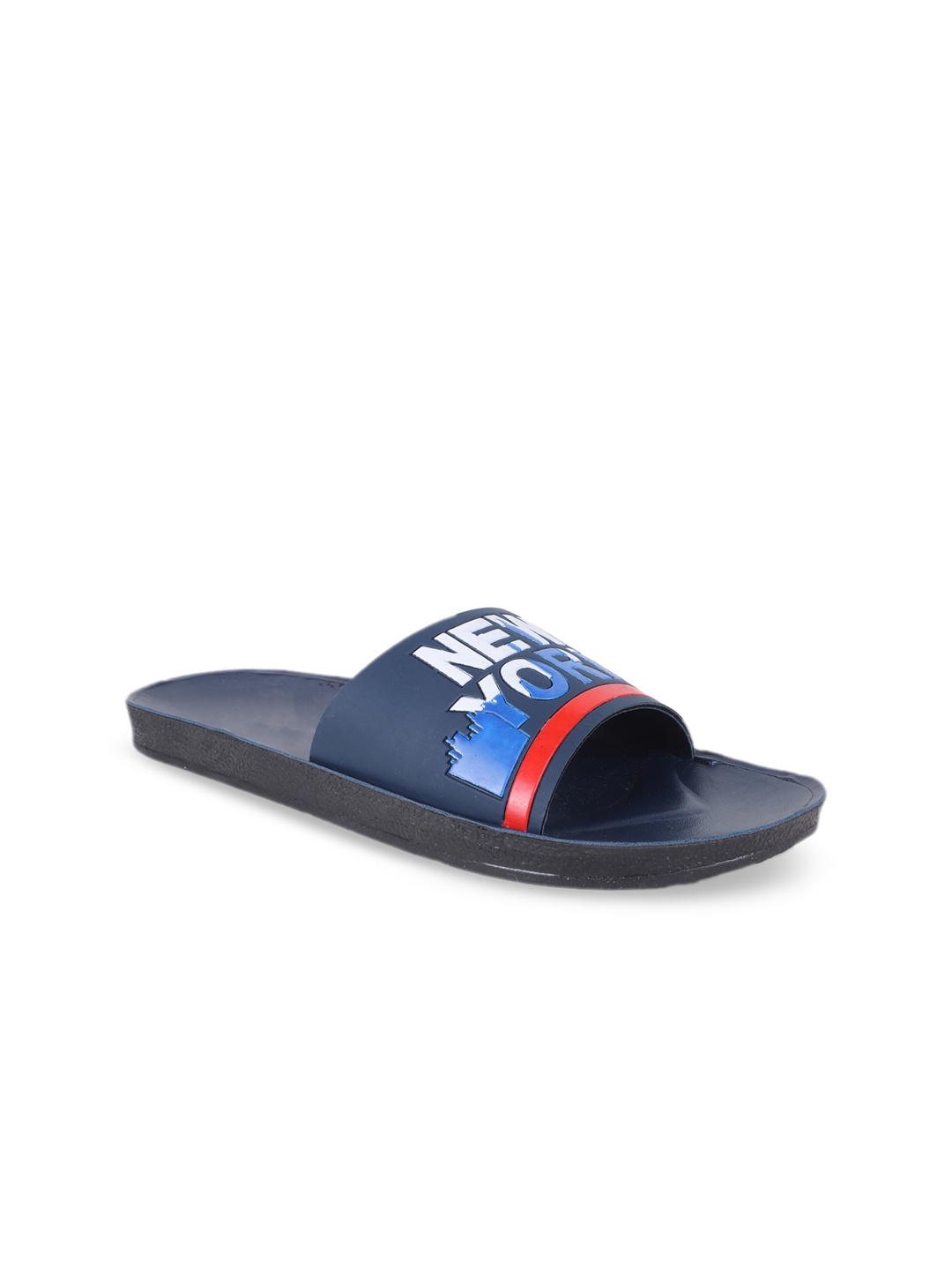 

FABBMATE Men Navy Blue Colourblocked Open Toe Flats