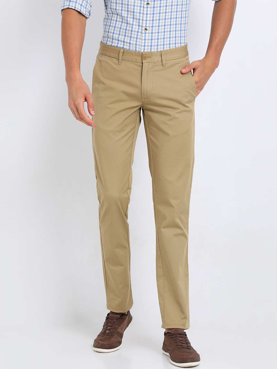 

t-base Men Brown Easy Wash Chinos Trousers