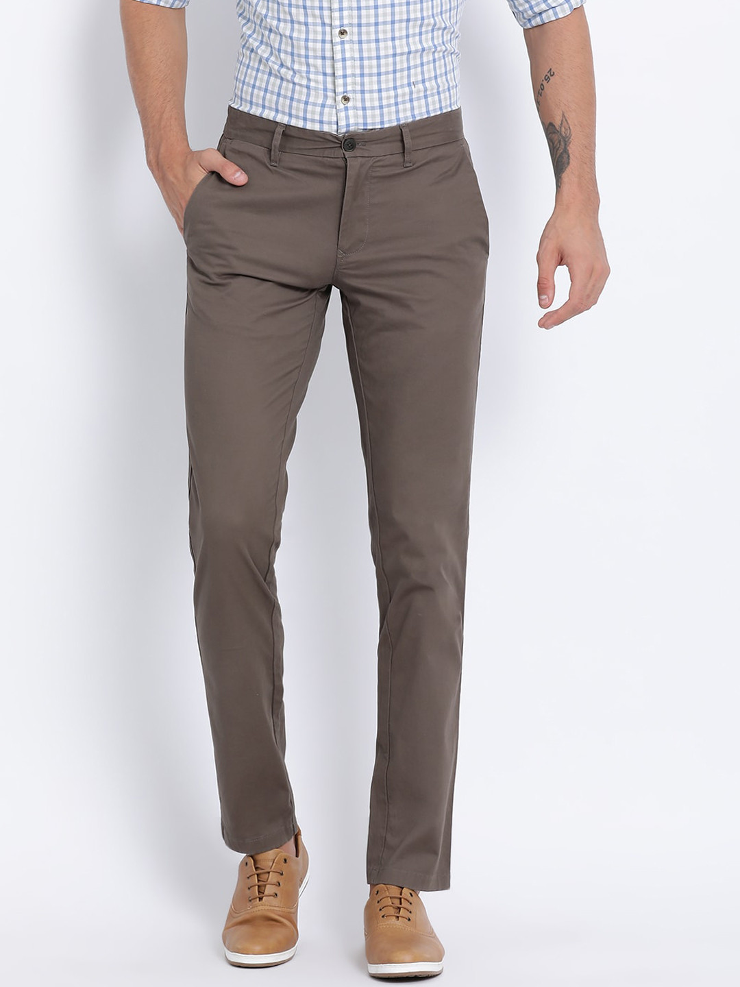 

t-base Men Brown Easy Wash Chinos Trousers