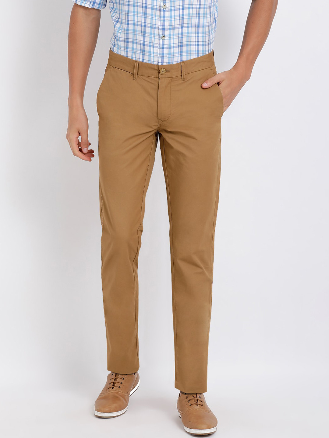 

t-base Men Brown Easy Wash Chinos Trousers
