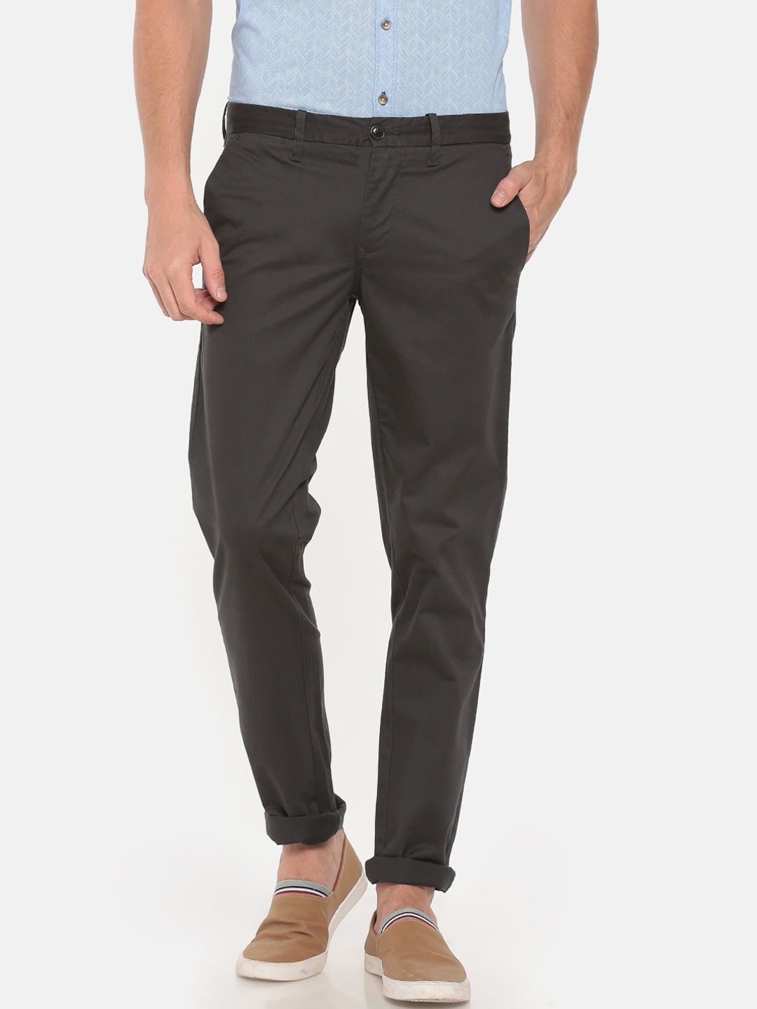 

t-base Men Charcoal Tapered Fit Easy Wash Trousers