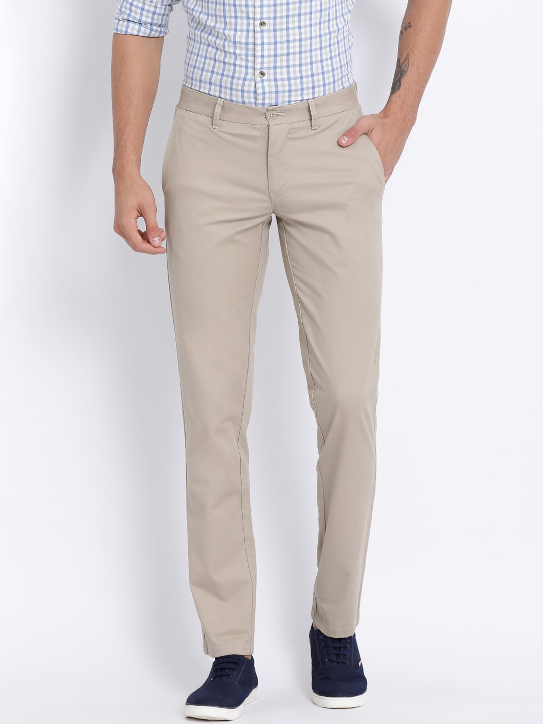 

t-base Men Cream-Coloured Easy Wash Trousers