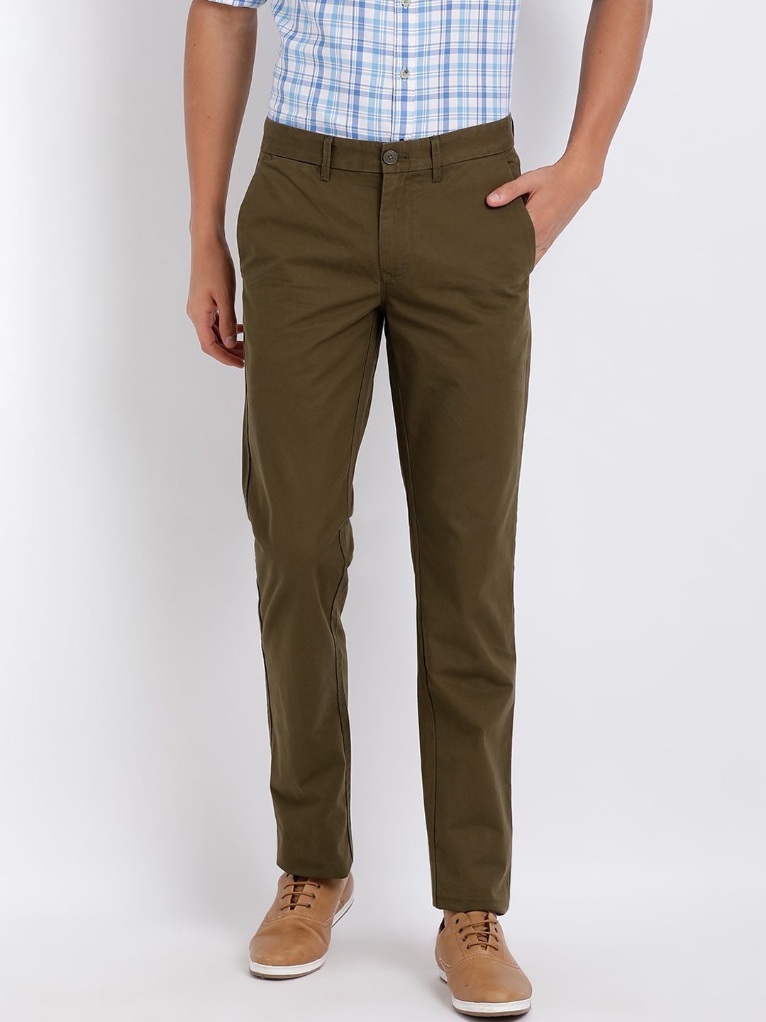 

t-base Men Olive Green Easy Wash Chinos Trousers