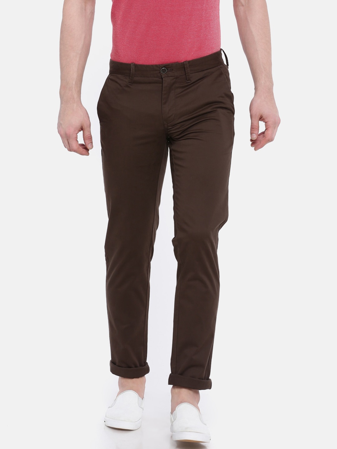 

t-base Men Brown Easy Wash Chinos Trousers