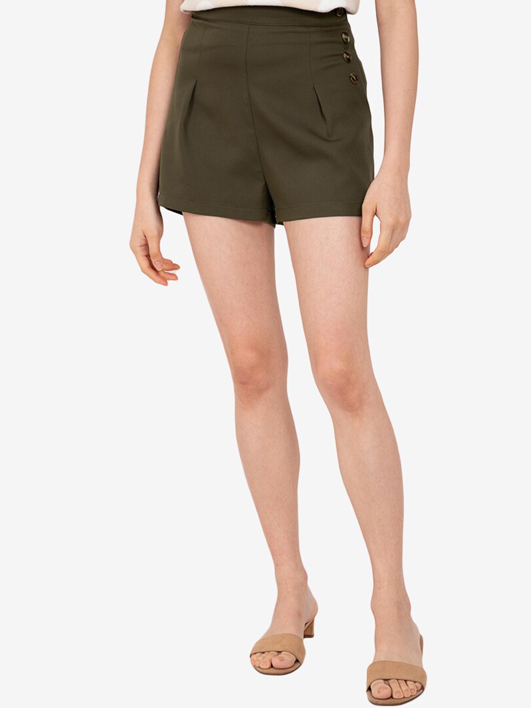 

ZALORA BASICS Women Green High-Rise Shorts