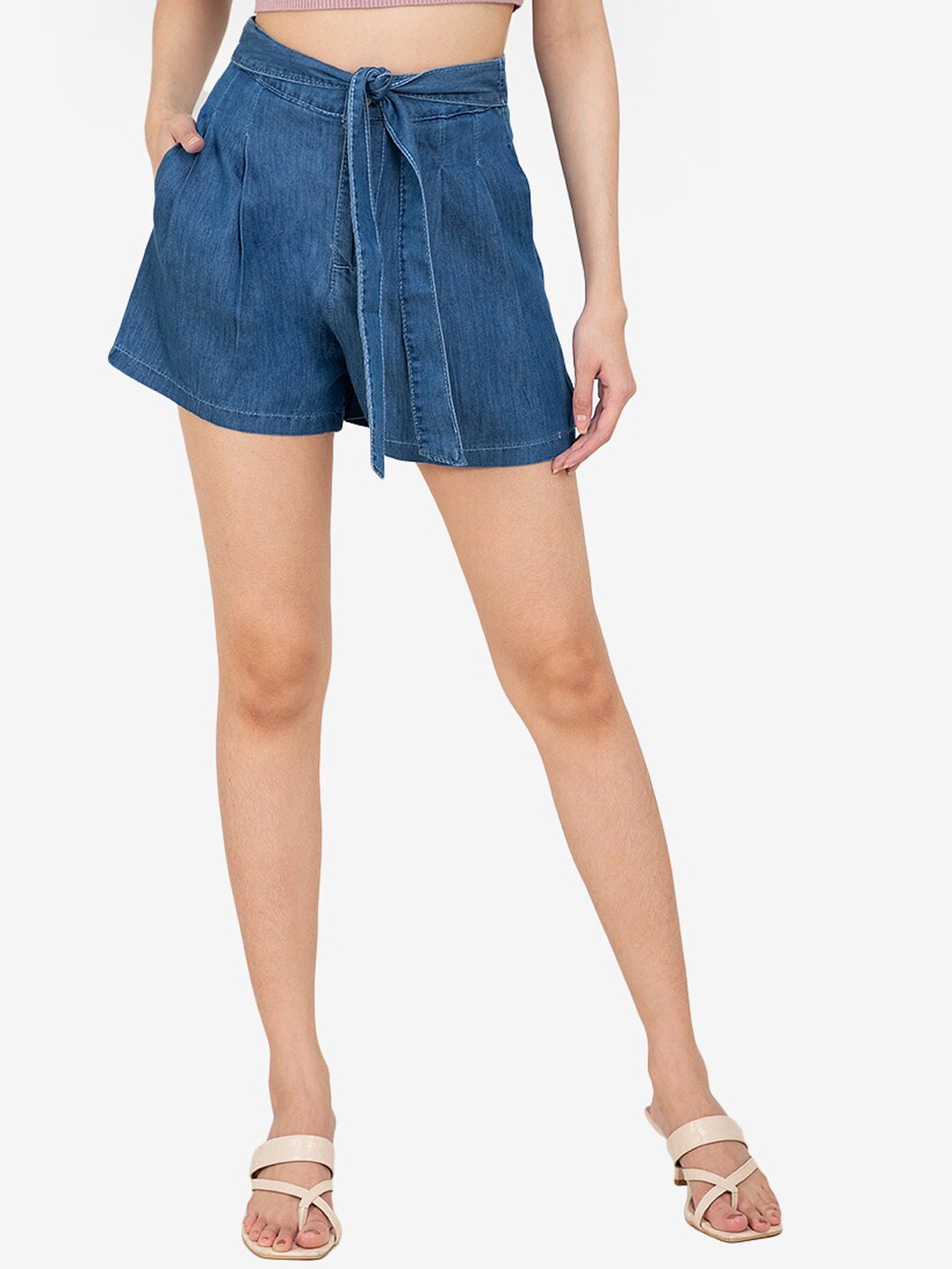 

ZALORA BASICS Women Blue High-Rise Shorts