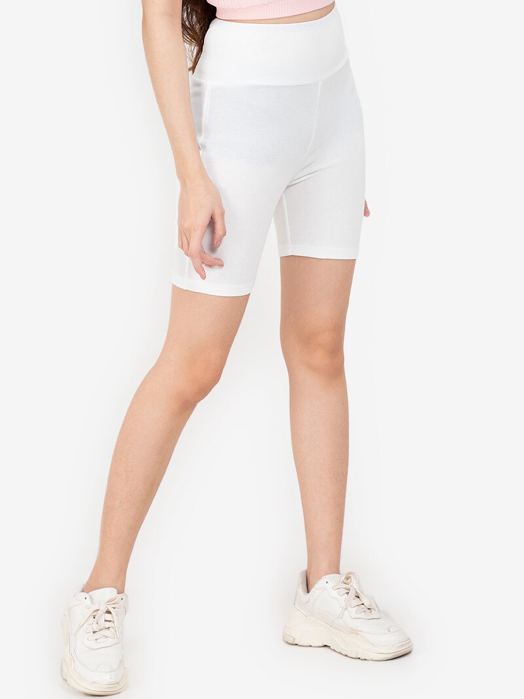 

ZALORA BASICS Women White High-Rise Biker Shorts