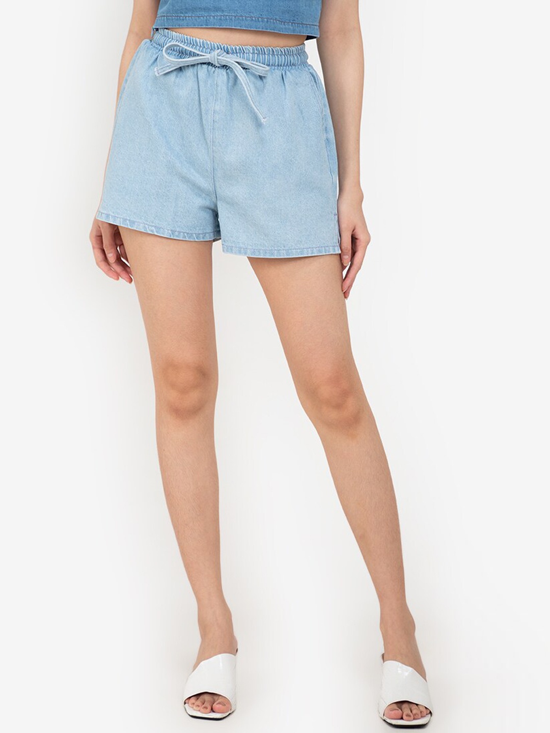 

ZALORA BASICS Women Blue High-Rise Shorts