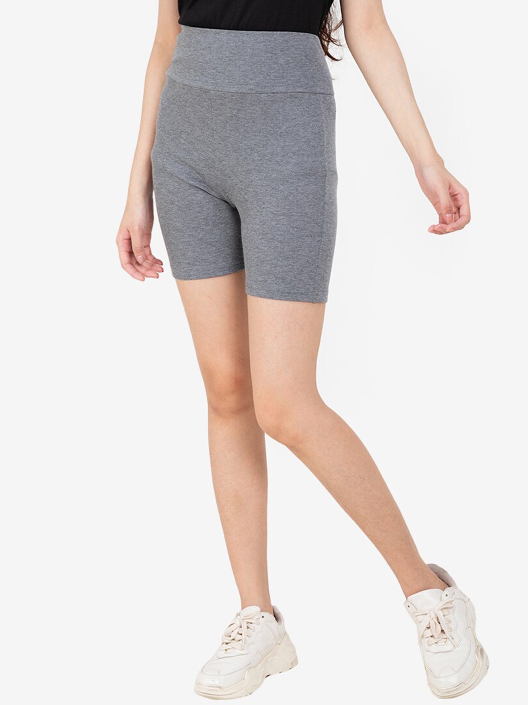 

ZALORA BASICS Women Grey High-Rise Biker Shorts