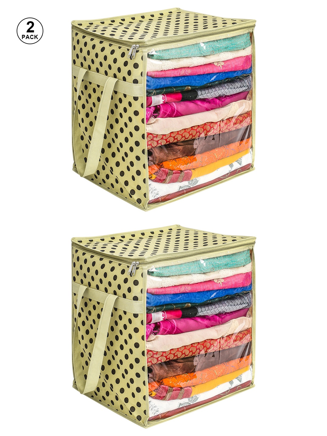 

prettykrafts Set Of 2 Beige Printed Multi-Utility Wardrobe Organisers