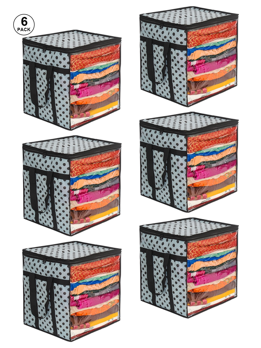 

prettykrafts Set Of 6 Grey Printed Non Woven Printed Saree Organiser