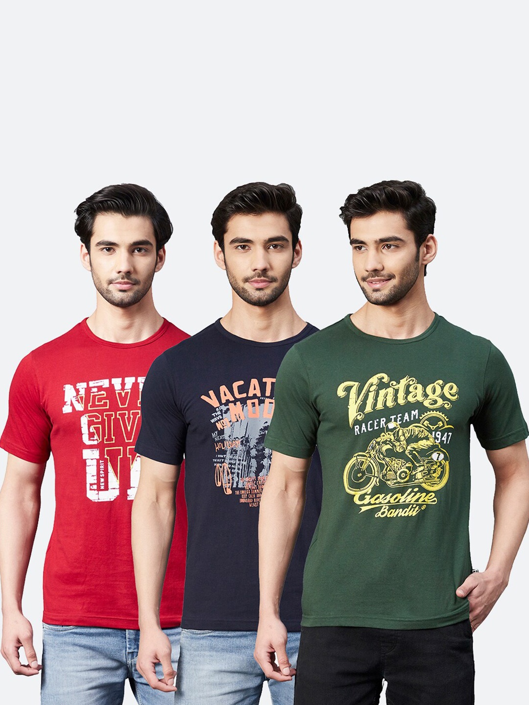 

Rigo Men Typography Printed Slim Fit T-shirt, Green