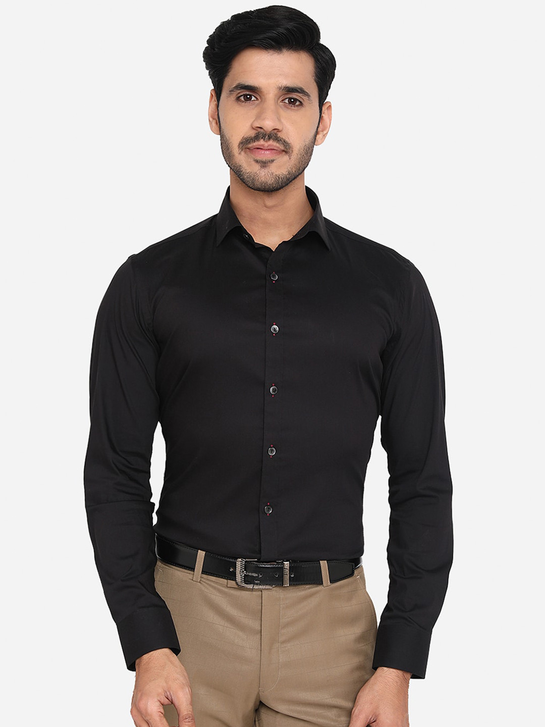 

WYRE Men Black Slim Fit Pure Cotton Formal Shirt